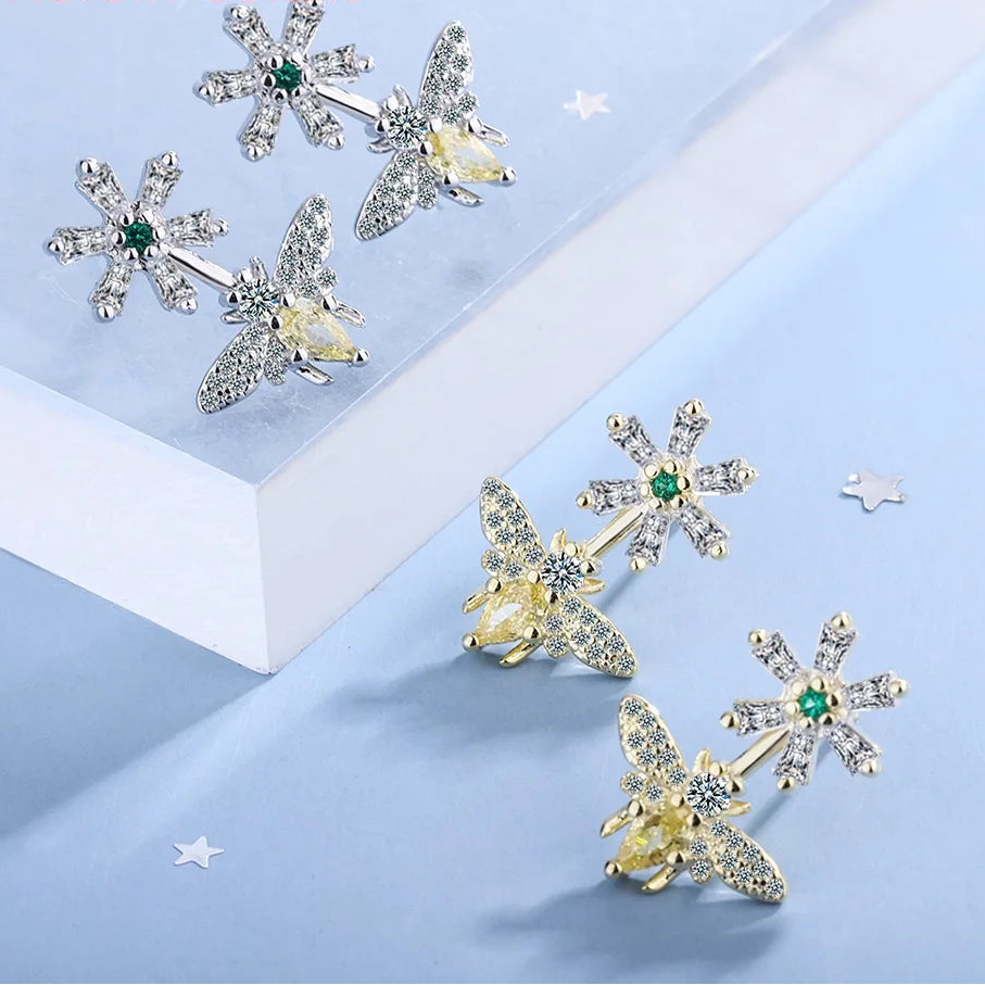 925 Sterling Silver Bee Stud Earrings for Women