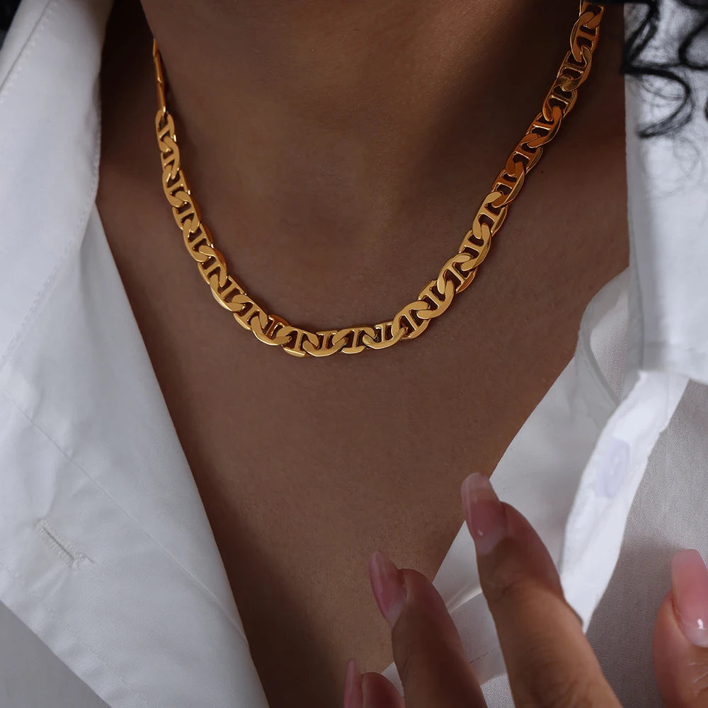 18k Gold Chunky Chain Necklace for Women
