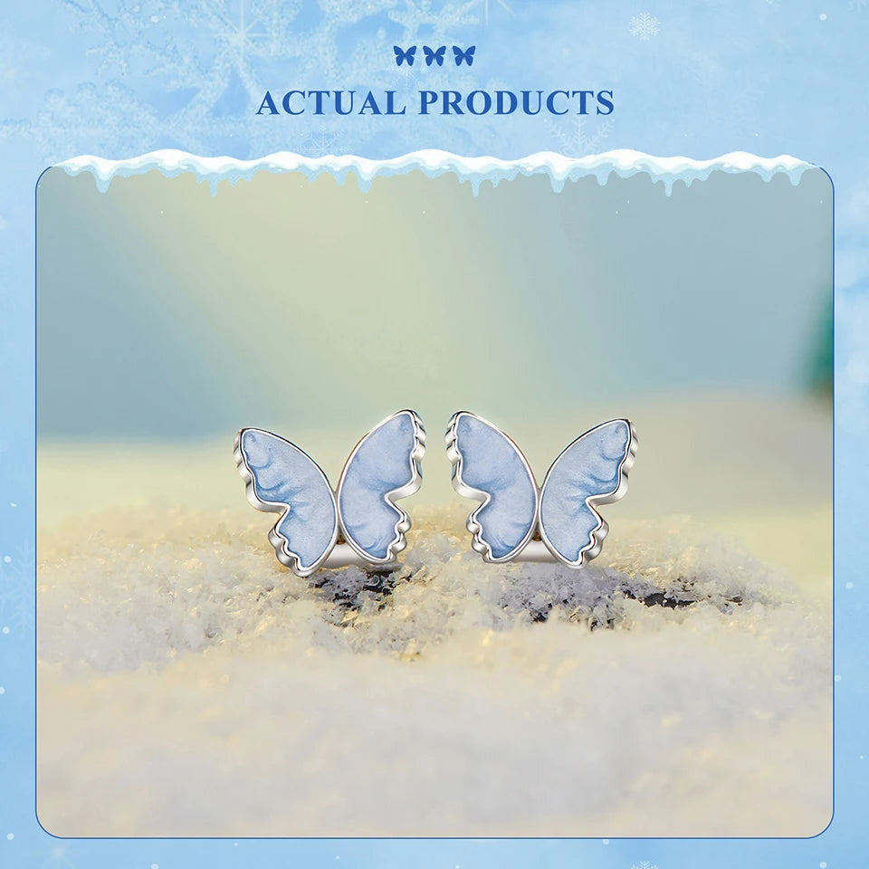 JEW009ER Authentic 925 Sterling Silver Blue Butterfly Stud Earrings - Klixstore