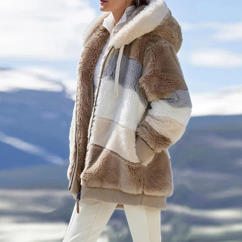 2025 Oversized Plush Hooded Jacket for Women