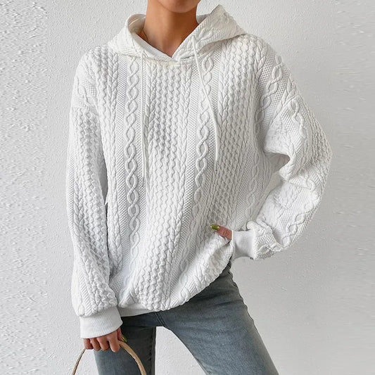 Plus Size Hooded Embroidered Knit Sweater 2025