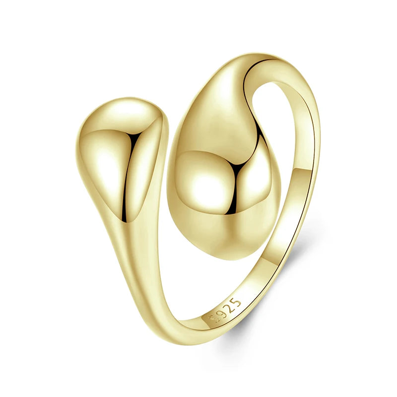 JEW031R Chunky Water Droplet Ring, 925 Sterling Silver Handmade - Klixstore