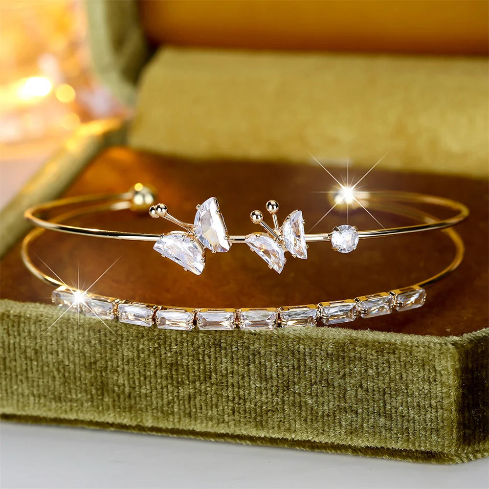 Butterfly Double Layer Bangle Bracelet