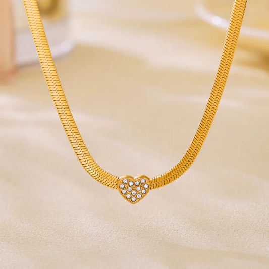 18k Gold Heart Charm Jewelry Set for Women