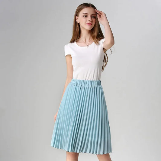 Women's Vintage Chiffon Pleated High Waist Skirt