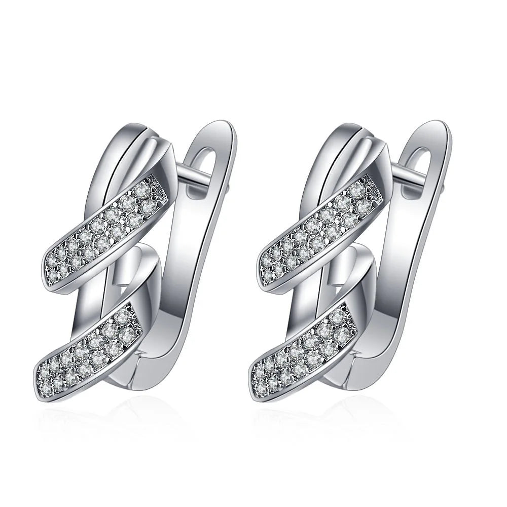 925 Sterling Silver Stud Earrings with Zircon | Fine Jewelry Gift