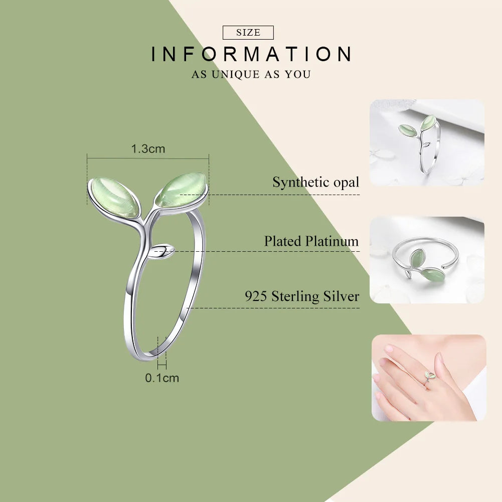 JEW027R
925 Sterling Silver Hope Green Tree Leaves Tree Buds - Klixstore
