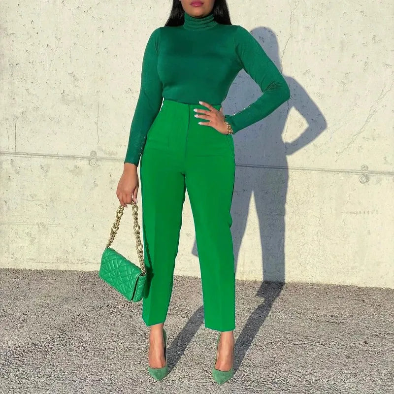 High Waist Slim Office Pencil Pants for Women