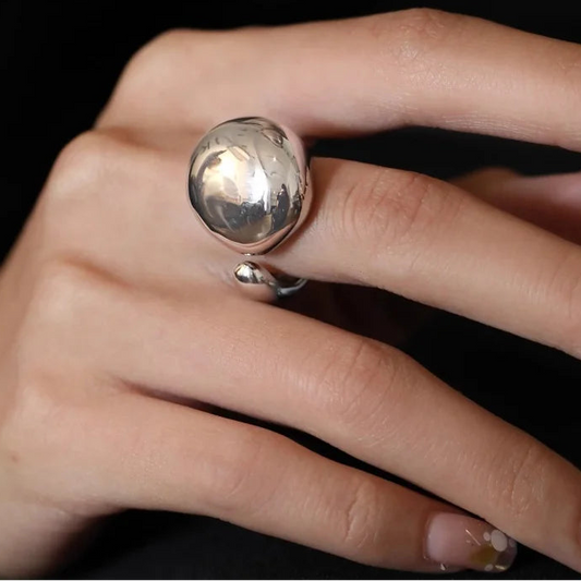 925 Sterling Silver Geometric Adjustable Ring for Women