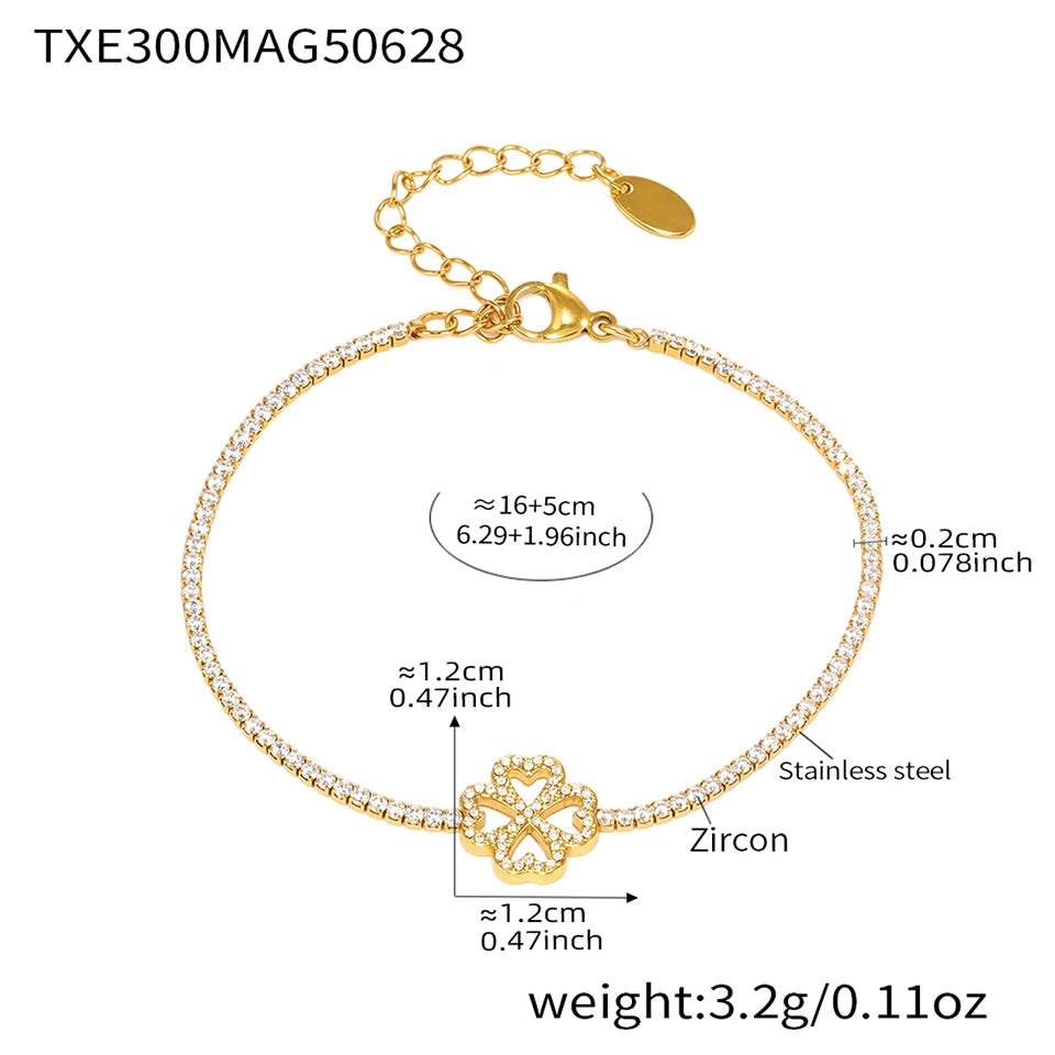 18k Gold Four-Leaf Clover Jewelry Set for Women