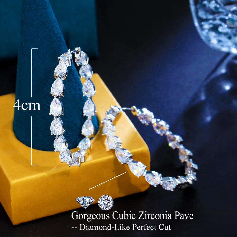 Cubic Zirconia Circle Hoop Earrings