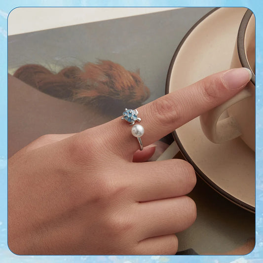 JEW022R Solid 925 Sterling Silver Turtle Pearl Ring Stacking Finger Ring - Klixstore