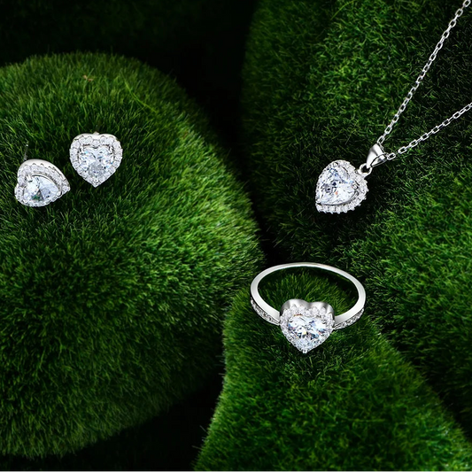 925 Silver Love Heart Jewelry Set