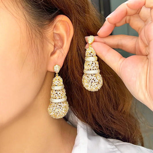 Gold Disc Balls Dangle Earrings