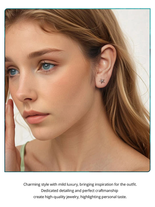 JEW010ER Authentic 925 Sterling Silver Star Stud Earrings - Klixstore