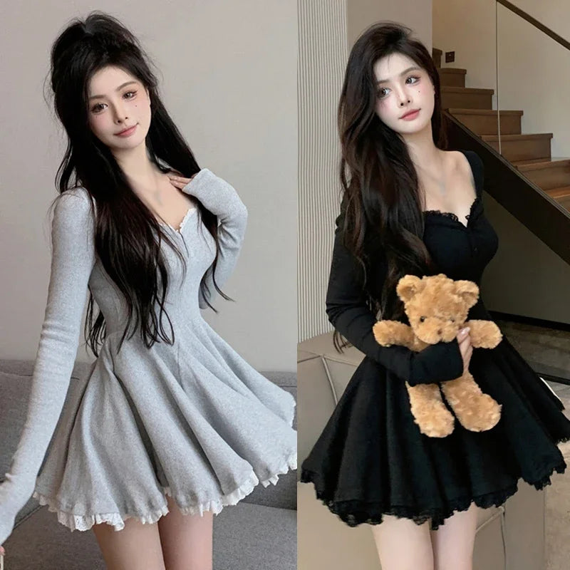 French Style Pleated A-line Dress