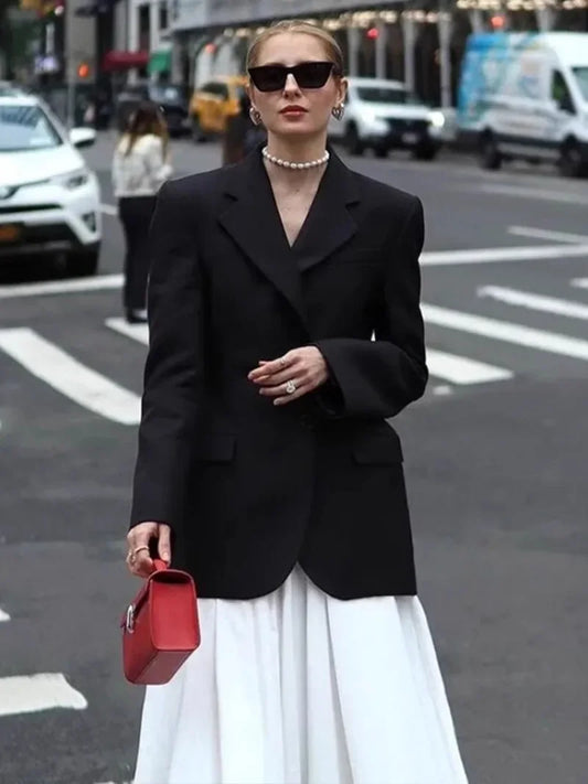 CLO004TP Elegant Single Breasted Solid Suit for Women 2025 Autumn Buttons Slim Fit Blazers Lady Chic Outerwears Jacket - Klixstore