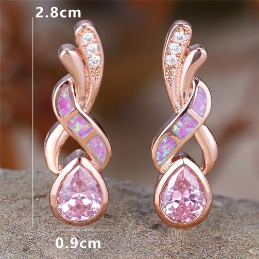 Fire Opal Stone Stud Earrings