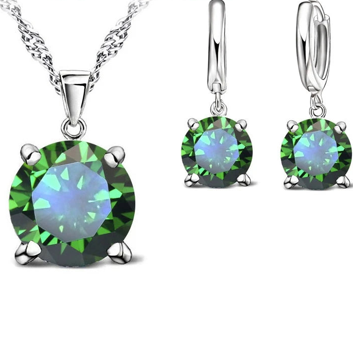 925 Silver CZ Pendant Jewelry Set