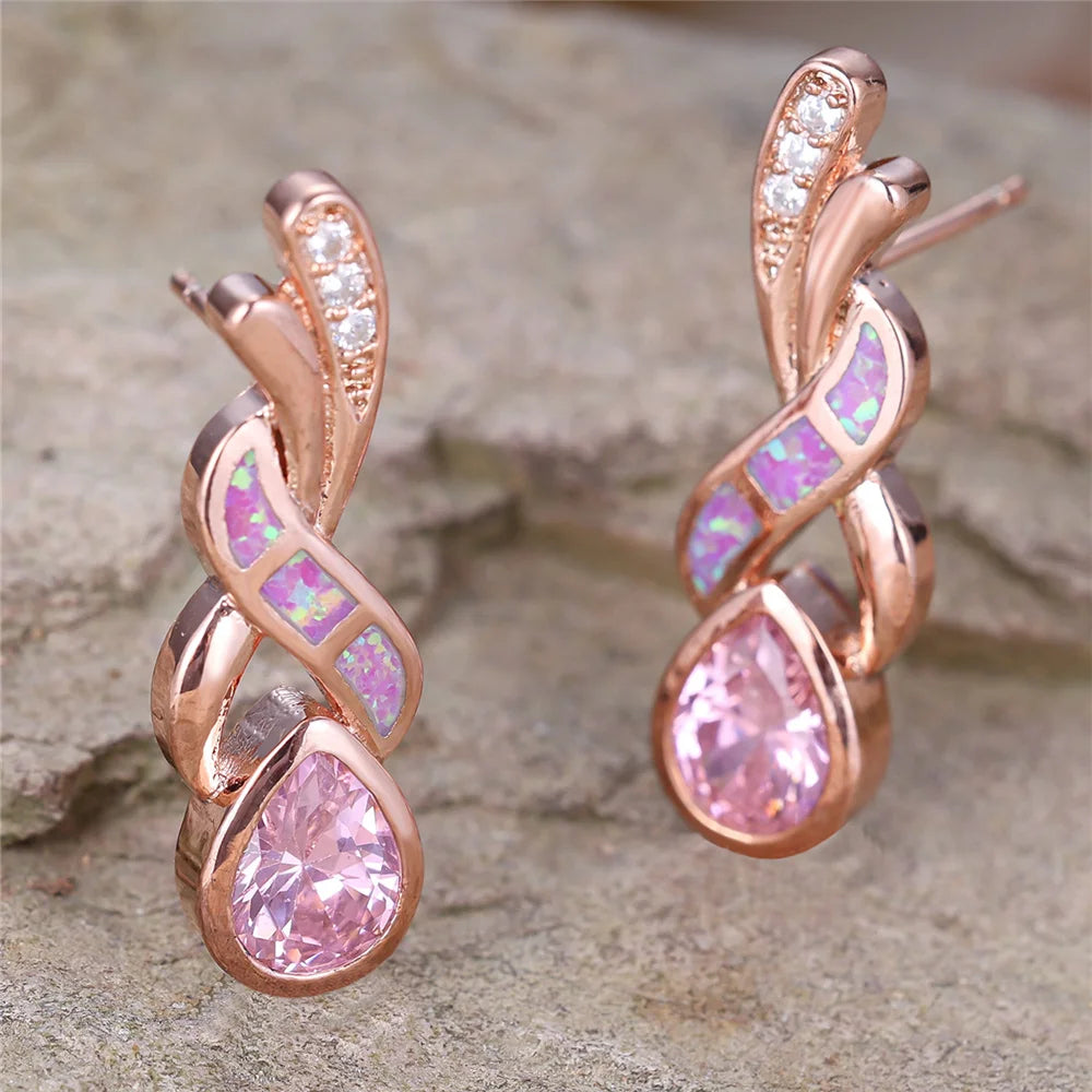 Fire Opal Stone Stud Earrings