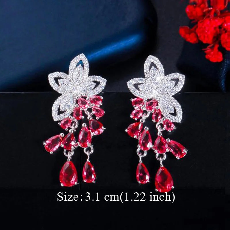 Water Drop CZ Silver Earrings