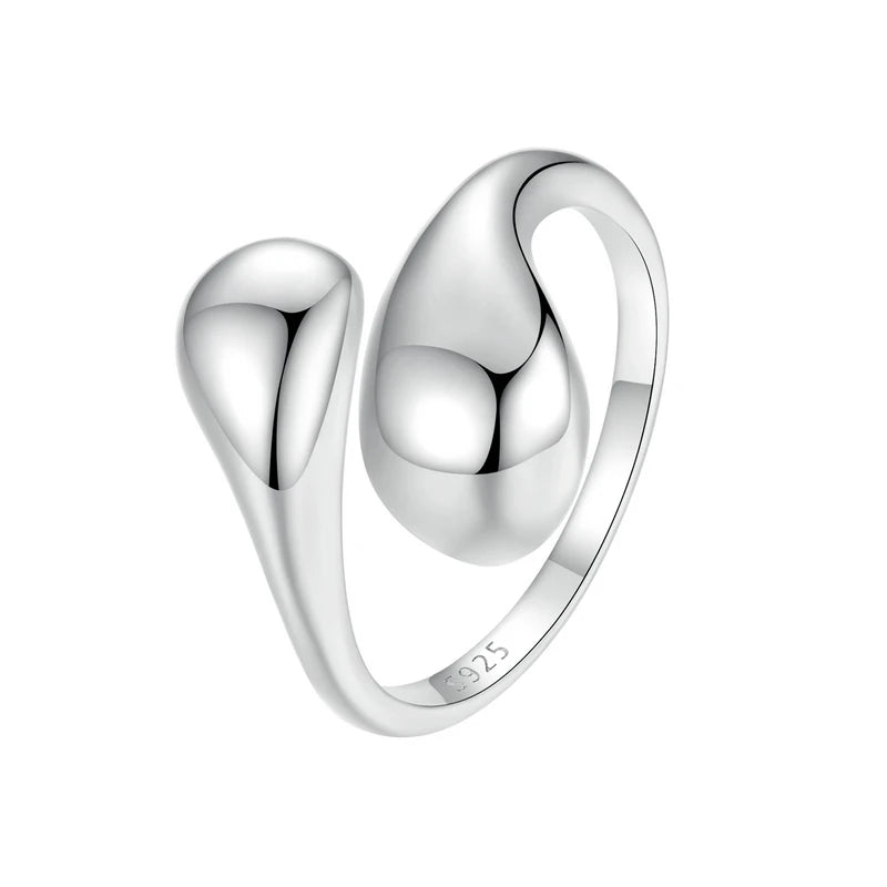 JEW040R
925 Sterling Silver Chunky Adjustable Water Droplet Rings Handmade High Polished Thumb - Klixstore