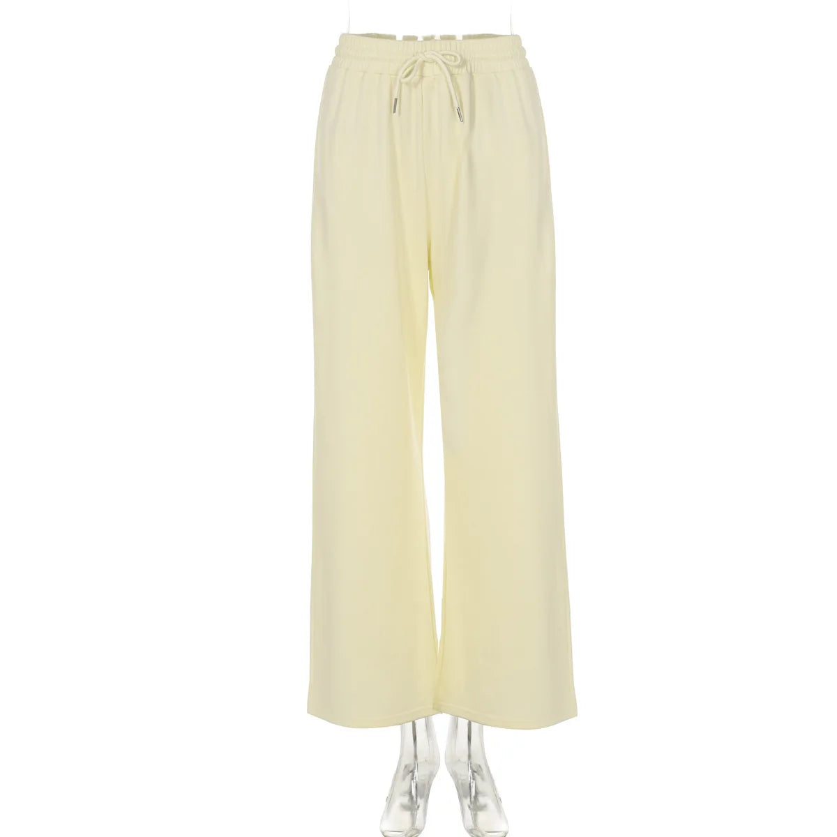 Fashion Elastic Waist Solid Long Pants