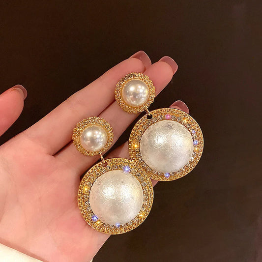 Pearl Round Dangle Earrings
