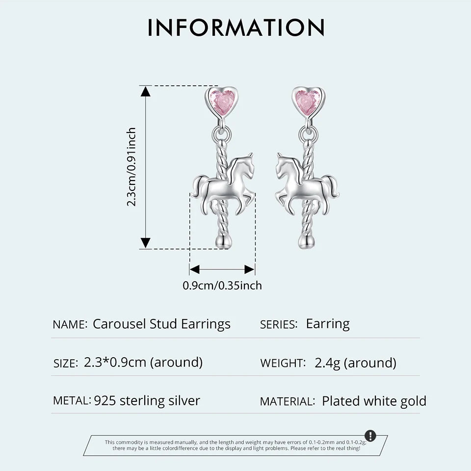 JEW004ER 925 Sterling Silver Cute Carousel Earrings for Girls - Klixstore