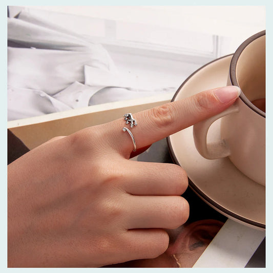 Silver Gecko Lizard Open Ring