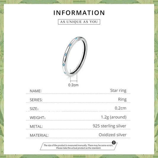 JEW034 Genuine 925 Sterling Silver Star Women Turquoise Ring - Klixstore
