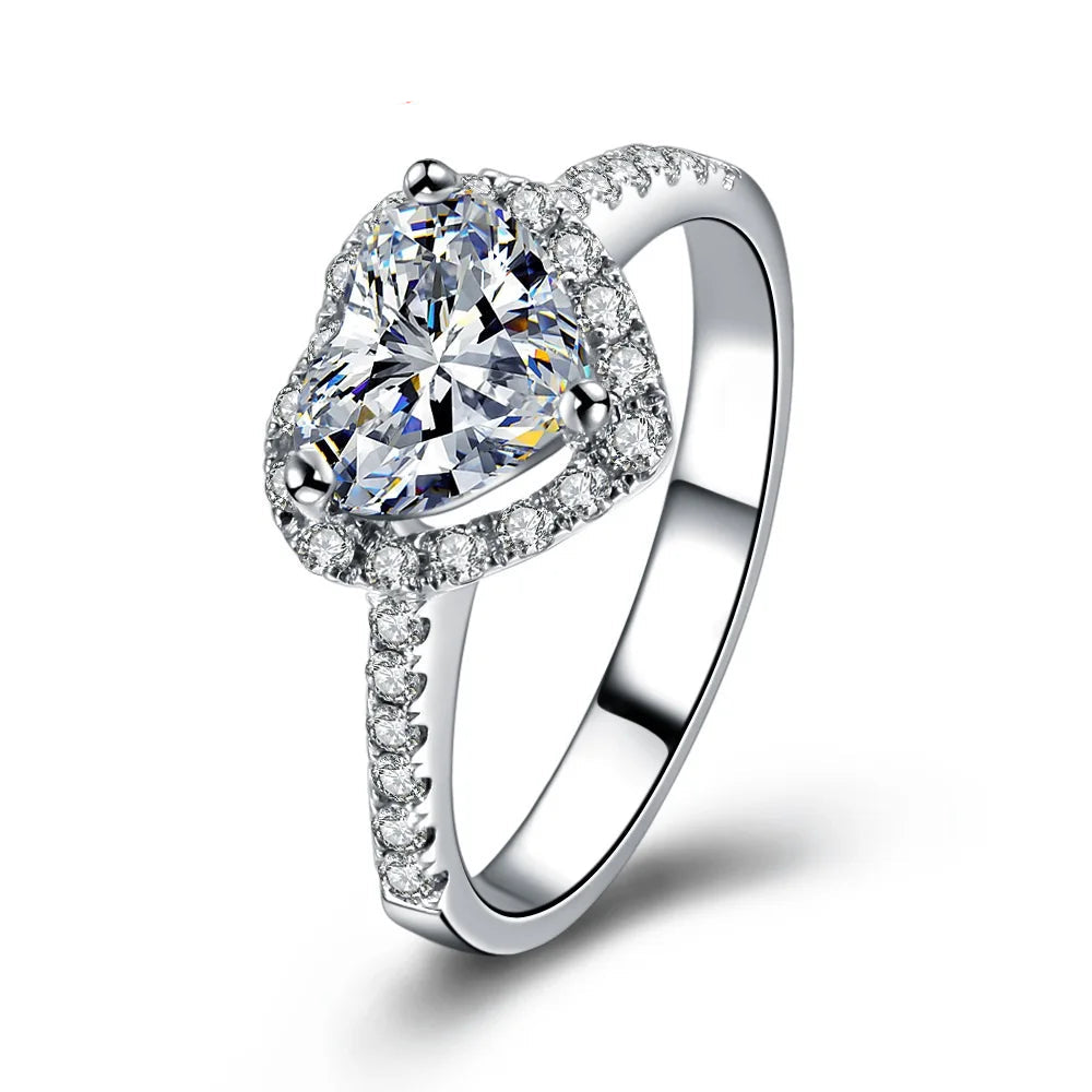 925 Sterling Silver Sparkling Crystal Ring for Women