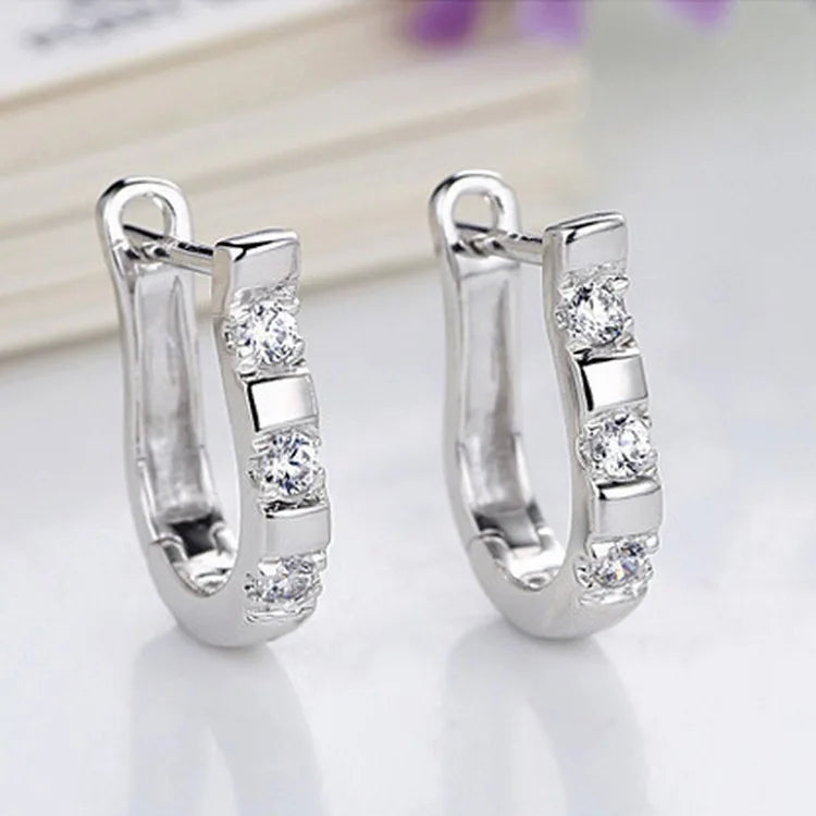 925 Sterling Silver Crystal Zircon Stud Earrings