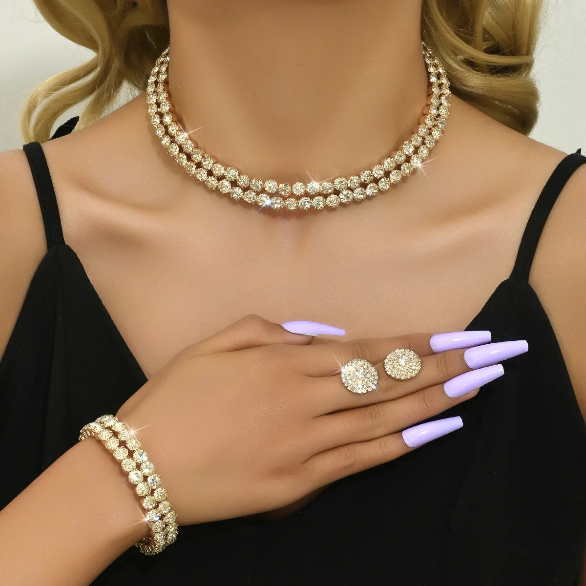 Gold Crystal African Bridal Jewelry Set