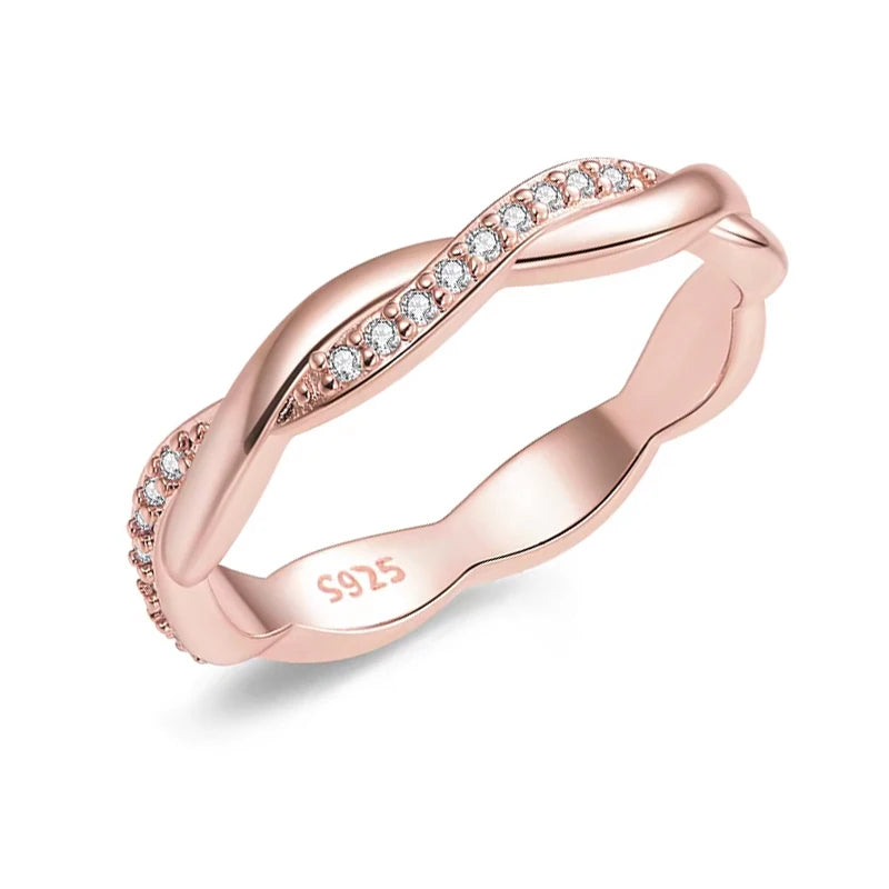 JEW035R
925 Sterling Silver Twisted Vine Cubic Zirconia Eternity Band - Klixstore
