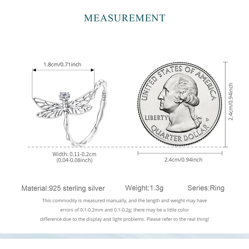 Silver Twist Dragonfly Open Ring