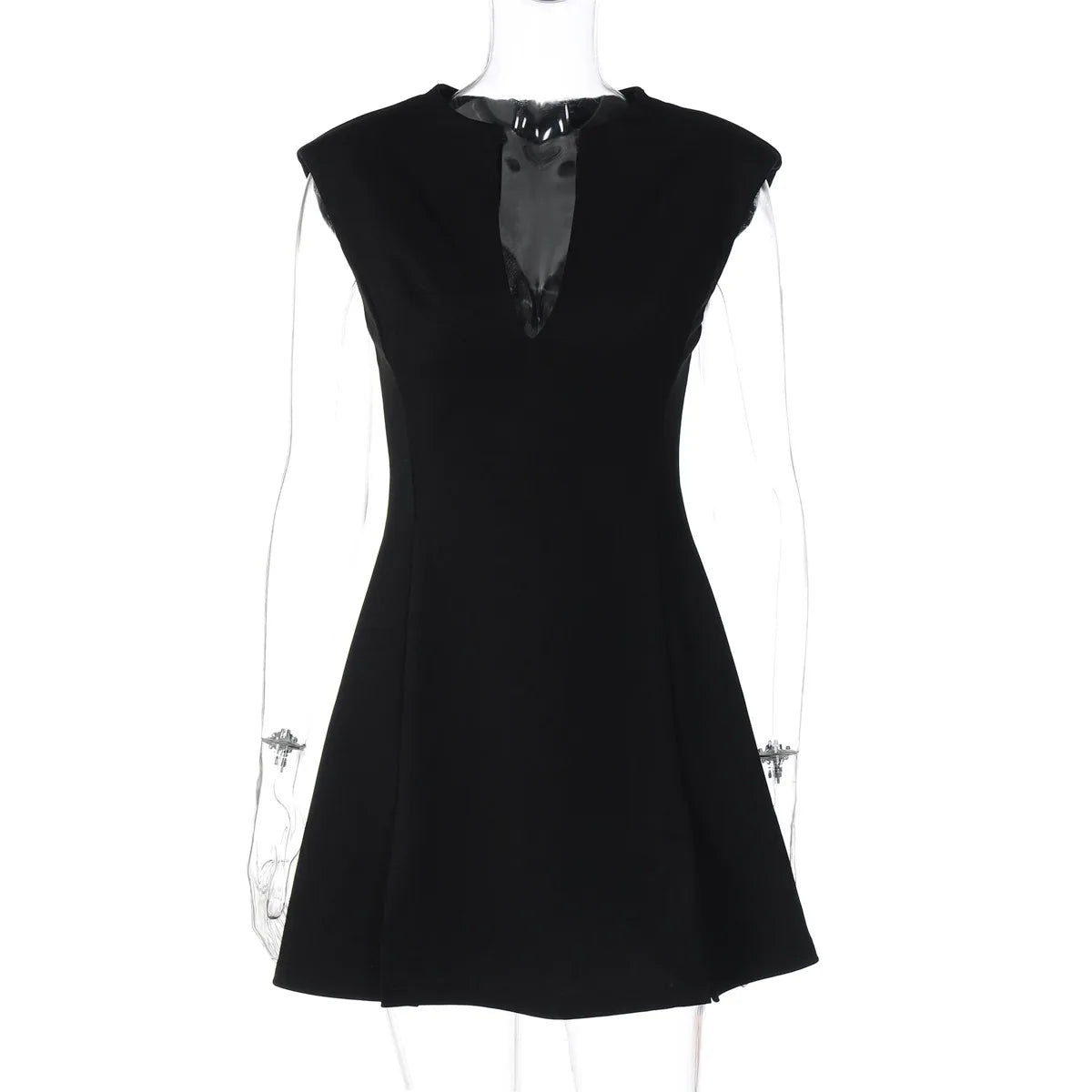 CLO051DJ
Fashion Sleeveless V-neck A-line Party Dresses for Women Elegant High Waist Tunics Solid Short Dress - Klixstore