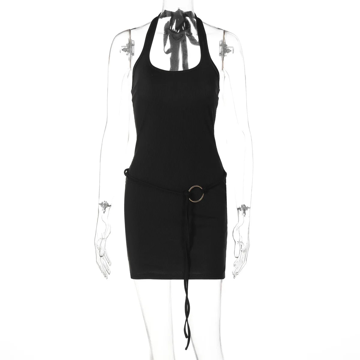 CLO039DJ
Woman Clothing Sexy Lace-up Backless Beach Vacation Dresses Girls Halter Sleeveless Bandage Short Party Club Dress - Klixstore