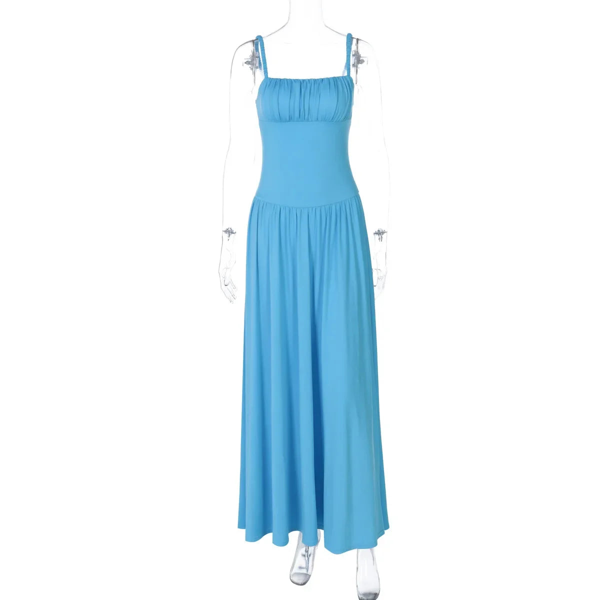 CLO010DJ
Women's Sleeveless High Waist Corset Dress Outfit Female Spaghetti Strap Slash Neck Tunics A-line Long Dresses - Klixstore