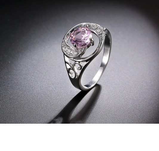 925 Sterling Silver Hollow CZ Crystal Rhinestone Wedding Ring for Women