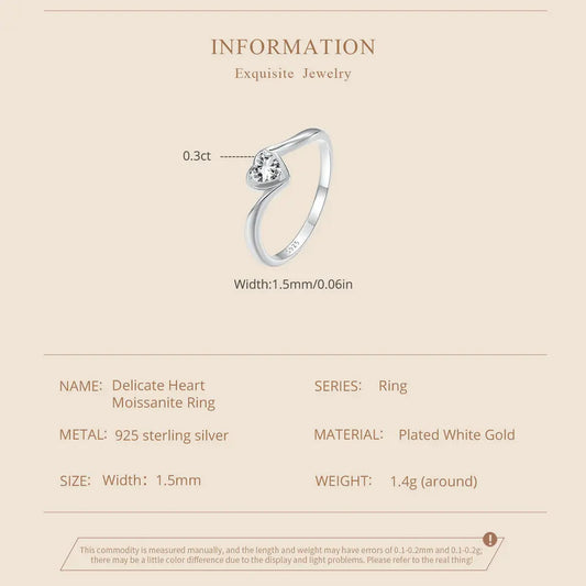 JEW025R
White Gold Plated Heart-shaped Moissanite Solitaire Engagement Ring for Women - Klixstore