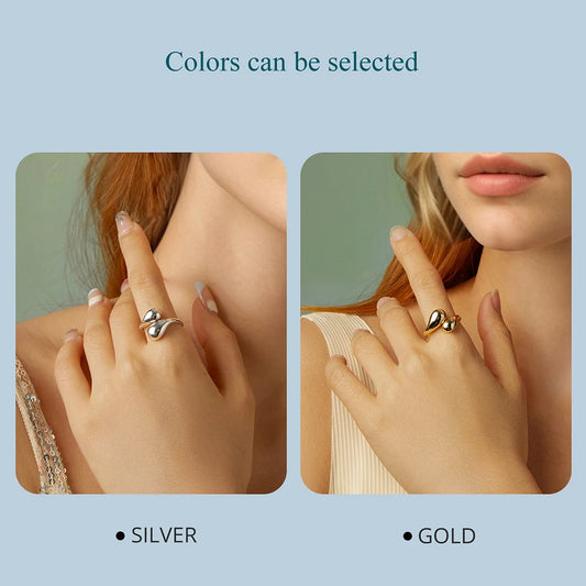 JEW031R Chunky Water Droplet Ring, 925 Sterling Silver Handmade - Klixstore