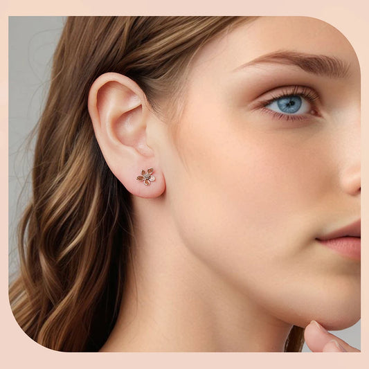 JEW025ER
925 Sterling Silver Autumn Flowers Stud Earrings with Zircon Buds Blooming Statement Earrings for Women Teens Decor Gift - Klixstore