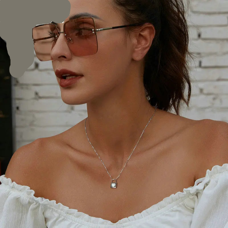 JEW005NEC 925 Sterling Silver Lotus Pendant Necklace Pink Opal Flower Neck Chain - Klixstore