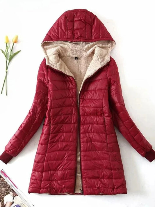 Womenβs Hooded Mid-Length Fleece Parka