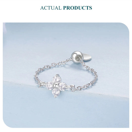 Four Leaf Clover Lucky Chain Ring