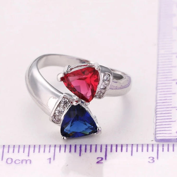 Blue Rose Ring Bridal Wedding Engagement Jewelry