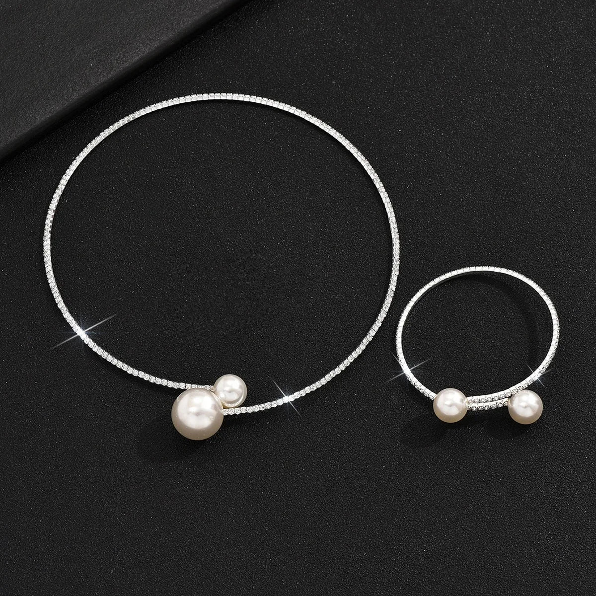 Pearl Rhinestone Bridal Jewelry Set