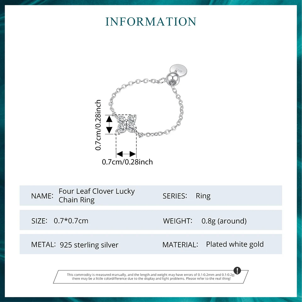 Four Leaf Clover Lucky Chain Ring