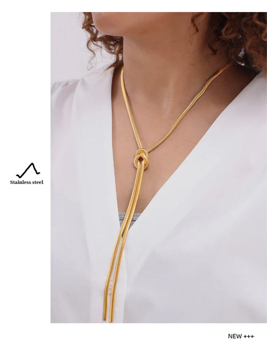 18k Gold Knotted Snake Chain Jewelry Set for Women